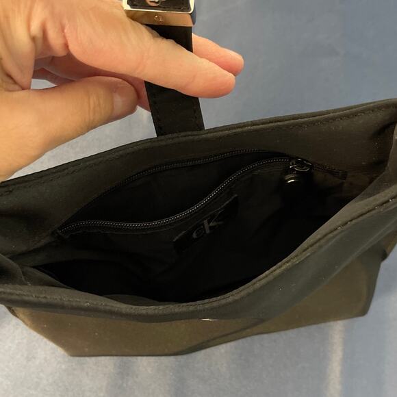 Calvin Klein Black Evening Bag Silver Buckle with Shoulder Strap Great Condition - Picture 3 of 7